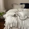 Simples de Algodão Retrô Francês Dupla Camada Fio Quatro Peças Renda Algodão Retrô Nicho Japonês Cama