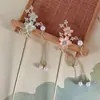 Grampo de Cabelo Dupla Flor para Mulheres, Grampo de Cabelo Estilo Chinês Novo de Alta Qualidade, Grampo de Cabelo Estilo Antigo, Flor com Franja de Pérola, Flor de Balanço em Degraus
