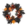 Corona de Halloween Transfronteriza, Decoraciones de Calabaza y Bayas, Colgante de Pared de Hoja de Arce para Festival de la Cosecha de Acción de Gracias de Otoño