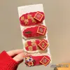 Presilha de Cabelo de Pelúcia Vermelha Fofa de Ano Novo para Mulheres, Presilha Lateral para Franja Estilo Outono e Inverno, Grampo de Cabelo Bb Clip Infantil, Acessório de Cabelo
