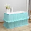 Saia Tutu de Gaze para Halloween Saia de Mesa Festa de Casamento Aniversário Renda Irregular Mesa de Sobremesa Saia de Mesa Tela