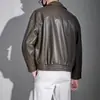 Nova Jaqueta de Couro PU Masculina Estilo Levemente Maduro Outono/Inverno Piquet Elegante Gola Lapela Tendência Casual Solta Versátil