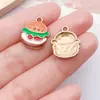 Liga com Gotejamento de Óleo Desenho Animado Sorvete Hambúrguer Bolo Brincos Chaveiro Colar Pingente Pequeno Charme Acessórios para Joias DIY