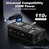 Inversor de Potência para Carro 200W Duplo DC 12V para 110V AC Adaptador de Tomada de Carro Amcelooy