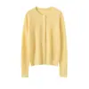Nuevo Cárdigan de Punto de Cachemira con Cuello Redondo de Otoño e Invierno para Mujer, Manga Larga, Patrón Trenzado, Color Sólido, Suave Abrigo Superior