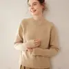 Novedad Otoño e Invierno Tejidos de Cachemir para Mujer Cuello Redondo Cachemir Espesado de Punto Aspecto Delgado Holgado Punto de Lana Básico Simple