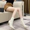 Botines Nuevos para Mujer Primavera y Otoño capa simple tacón alto blanco punta fina tacón de aguja tipo calcetín color sólido tacón de aguja caña baja estilo coreano Botas Martin