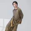 Diseñado con un sentido de estilo chino, Ropa de práctica de danza moderna, Camisa unisex holgada de manga larga con paneles fluidos, Atuendo de actuación de danza china
