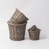 Macetas de Mimbre Estilo Pastoral, Cestas Decorativas de Flores Tejidas a Mano, Plantas Suculentas, Macetas Creativas, Cestas de Flores Personalizadas para Balcón