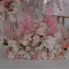 Arreglo floral de piso para boda, decoración de fila de flores rosas, flores de boda, flores artificiales, decoración de pasillo, ambientación, arte floral de escenario T