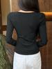 Estilo Coreano Puro Deseo Alta Calidad Interior Manga Larga Camiseta Básica Mujer Primavera y Otoño Irregular Versátil Chic Dulce y Picante Chic Top