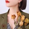 Aretes de moda personalizados de diseño nicho de círculo simple liso superventas transfronterizos acero de titanio chapado en oro de 18k fabricantes de aretes venta al por mayor