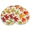 Mantel Individual Redondo de Otoño Acción de Gracias Temu Shein Más Vendido Transfronterizo con Hojas de Arce, Calabazas y Diseños Florales, Hermoso Material para Mesa de Comedor