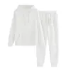Conjunto de Sudadera con Capucha y Pantalones de Color Sólido de Manga Larga Talla Grande para Mujer, Ropa Deportiva Casual Holgada, Conjunto de Dos Piezas para Otoño e Invierno