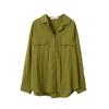 [Oufan] 8826 camisa coreana Feminino 2023 primavera nova lapela vintage camisa casual design de bolso falso