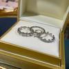 TikTok Mesmo Estilo Anel Doce de Renda com Diamantes Anéis Empilháveis Renda Simples Anel de Fileira Pequena Anel Totalmente Diamantado Conjunto de Três Peças Feminino