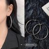 Celebridad de Internet Aretes Anillo Grande de Plata de Ley para Mujer 2025 Nuevo Estilo Explosivo Anillo Sencillo Sentido Avanzado Arete Anillo Circular Europeo y Americano Pendientes de Moda
