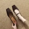 2025 nuevo zapato de tacón grueso con punta cuadrada de 3,5 cm, zapatillas de media punta retro francésas de suela blanda, zapatos Mueller, zapatos de mujer, talla grande de una generación