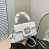 Bolsa Quadrada Pequena de Diamante da Moda 2024 Nova Linda Bolsa de Mão com Personalidade Bolsa Feminina Elegante Bolsa de Ombro Transversal Texturizada