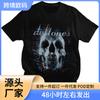 Camiseta de Banda de Metal Deftes Calavera Negra Ccert para Hombre Cuello Redondo