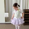 Roupas infantis para meninas: conjunto de saia de manga curta, estilo fino de verão 2026, roupas infantis estilosas, saia tutu para bebê menina