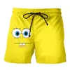 Pantalones de playa de Bob Esponja pantalones de cinco puntos bañadores europeos y americanos estampado 3D coco talla grande pantalones cortos casuales para hombre ventas directas de fábrica