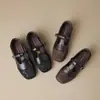 Diseño Sencillo, Elegantes Zapatos de Ballet de Punta Cerrada, Alto Atractivo Estético, Cómodos Zapatos para Mujer con una Sola Correa, Zapatos Planos de Cuero Retro Mary Jane