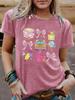 Estação independente transfronteiriça verão europeu e americano papelaria impressão gola redonda moletom manga curta ebay camiseta feminina atacado em estoque