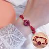 Pulsera de Cuerda Roja Benmingnian Cinabrio Pixiu Hebilla Ping An Pulsera Tejida a Mano Pura para Mujer Pulsera de la Suerte de Flores