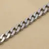 Pulsera de Plata de Ley S925 con Moissanita para Hombres y Mujeres, Plana Única, Elegante, Simple, Estilo Coreano, Audaz, Gruesa, Unisex, Estilo Cubano