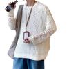 Rede de Pesca Vazada Tricotada Marca de Moda Masculina Primavera e Outono Grade de Casal Blusa com Detalhes Mergulhados Jaqueta Suéter Tecida de Alta Qualidade