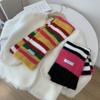 Bufanda de Punto a Rayas de Color Dopamina Advanced Sense Corea del Sur Otoño e Invierno Nuevo Bufanda de Visón Imitación Combinable para Mujer