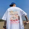 Camiseta de manga corta Ge Hua para hombre, de verano, estilo americano, moderna, holgada, de peso pesado, algodón puro, marca de moda, talla grande, camiseta de media manga para estudiantes