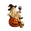 Nuevo producto transfronterizo Fantasma con una Copa de Vino Estatua de fantasma de resina de Halloween sosteniendo un adorno de copa de vino
