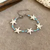 Pulseira Pingente de Concha e Estrela do Mar Transfronteiriça Europeia e Americana, Luxo Leve, Moda de Alto Padrão, Design de Pulseira Personalizado, Joias Manuais de Nicho