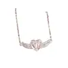 Collar Transfronterizo de Plata de Ley S925 con Alas de Ángel y Corazón para Mujer, Cadena para Clavícula con Circonia, Lujo Accesible, Diseño de Nicho, Pulsera