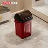 Papelera de tapa abatible transfronteriza para almacenamiento de residuos de cocina en casa, cubo sanitario cuadrado de plástico de tapa abierta, papelera
