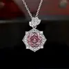 Millennium Rose Cut Octagon Rosa Zircão Flor Colar Pingente Luz Luxo Anel Aberto Brincos de pino terno