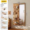 Espejo de cuerpo entero de alta gama con panel perforado temático de osos para montaje en pared, espejo de entrada de montaje en pared integrado invisible deslizante