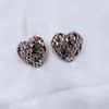 Pendientes de Diamante Completo Degradados, Pendientes de Moda Coloridos en Forma de Corazón de Lujo Ligero, Pendientes Dulces de Dopamina de Gama Alta