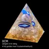 Pirámide de Cristal Natural de 8 cm Decoración Creativa para el Hogar Adorno Artesanal Bola de Cristal Envuelto en Resina Pirámide de Resina