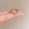 Anillo Popular de Estrella Radiante Cepillada con Circonita de Xiaohongshu para Mujer, Diseño de Nicho Retro de Lujo Ligero, Sensación de Alta Gama, Anillo Abierto para Mujer