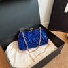 Bolsa Clutch de Paetês Popular Transfronteiriça Europeia e Americana, Bolsa de Ombro Único de Paetês de Alta Qualidade com Corrente para Festa, Casamento, Banquete, Bolsa de Ombro Único para Noite