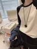 Diseño de Bloques de Color, Camiseta de Manga Larga Redonda de Terciopelo Cepillado Alemán para Mujer, Top Grueso Cálido de Capa Base para Otoño e Invierno
