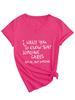 Amazon Te Quiero Carta Simple Camiseta de Manga Corta con Cuello en V para Mujer Venta al Por Mayor Respaldo de Camiseta Comercio Exterior Transfronterizo