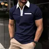 Al por mayor transfronterizo para hombre, casual, simple, color liso, estampado 3D, manga corta, abotonado, POLO, nuevos artículos de verano de la fábrica de origen