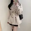 Elegante abrigo de lana de invierno estilo coreano, inspirado en el francés, nicho, elegante, retro británico, de doble botonadura, con cordones