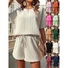 Traje de manga corta para mujer de Amazon 2025 de Europa y América transfronterizo, elegante camisa de murciélago de moda y shorts, conjunto de dos piezas