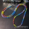 Cadena de Teléfono Móvil de Cristal de Dopamina Cadena Cruzada Rueda de Cristal Cadena Colgante de Teléfono Móvil con Cuentas de Colores Cadena de Llave de Muñeca Venta al por Mayor