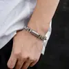 Pulsera Irregular con Ondas de Agua Chapada en Plata para Hombre Rústica Agresiva Sencilla Europea y Americana Motocicleta Hip-hop